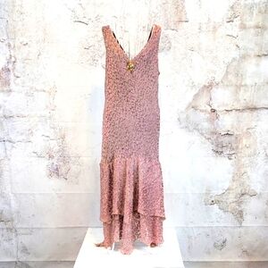 Believe Sleeveless Leopard Print Tea Length Maxi Dress In Pink Womens Size 14